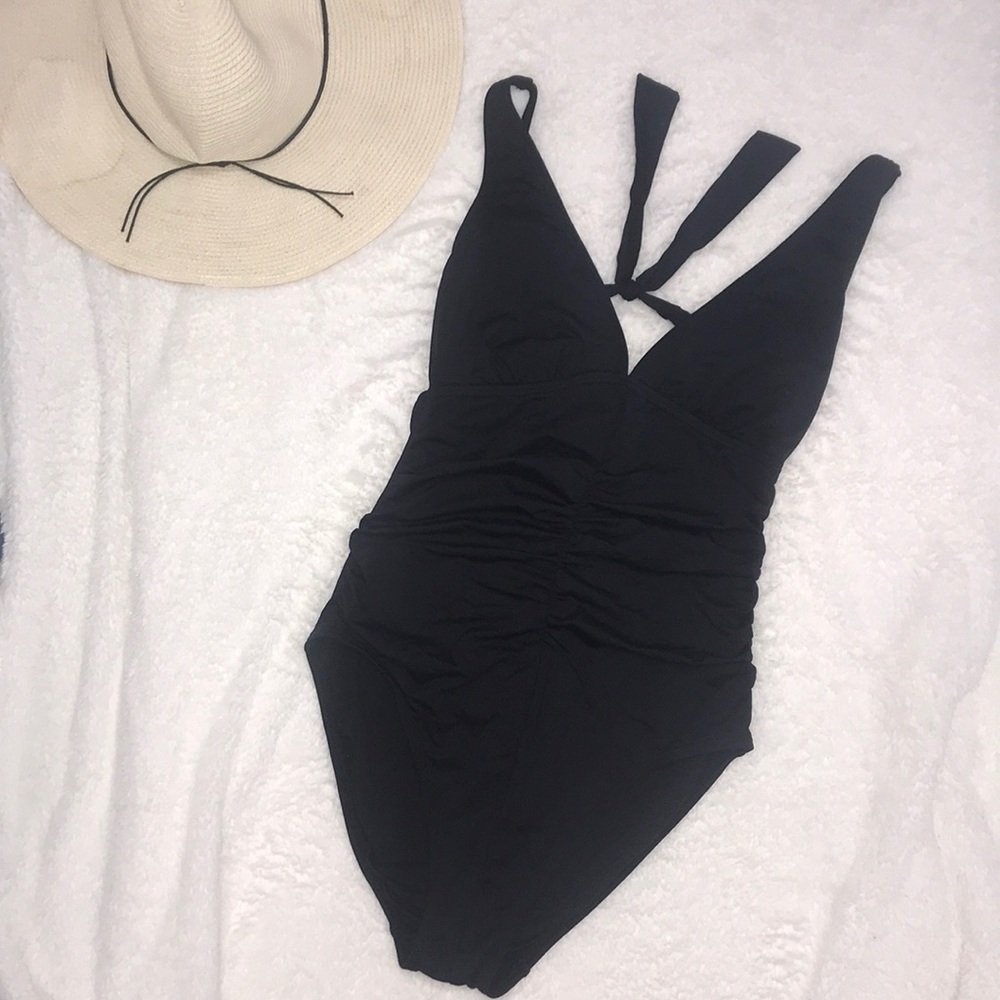 Calvin Klein Front Pleated 1 piece Bathing Suit